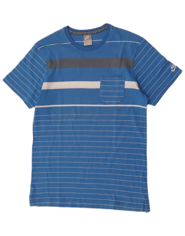 Nike Mens T-Shirt Top UK 39/41 Medium Blue Colourblock Cotton