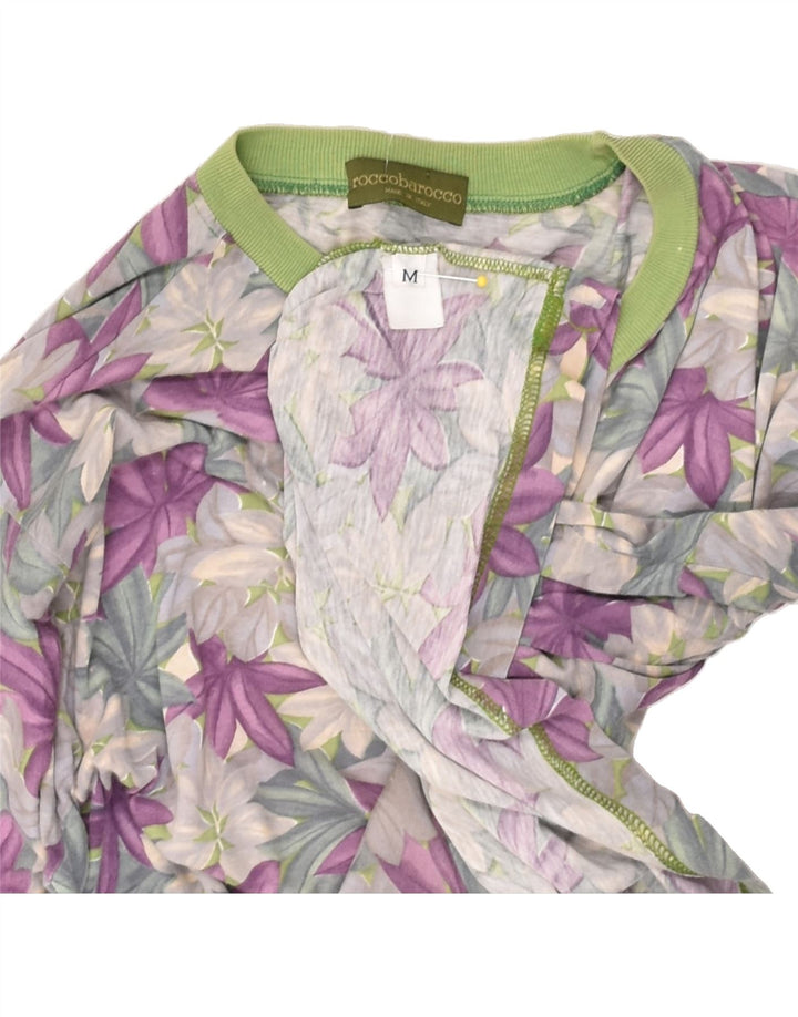 ROCCOBAROCCO Womens Graphic T-Shirt Top UK 14 Medium Pink Floral Cotton | Vintage Roccobarocco | Thrift | Second-Hand Roccobarocco | Used Clothing | Messina Hembry 