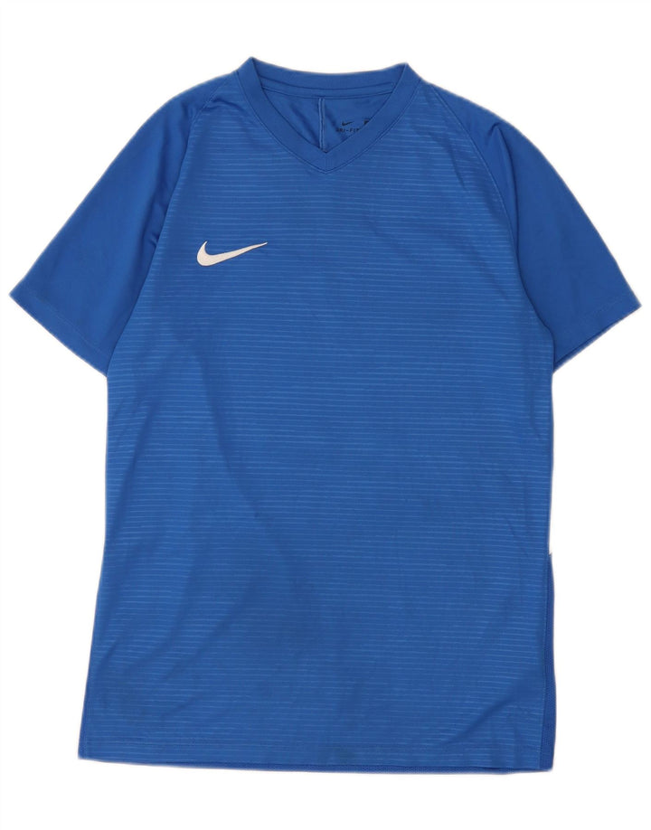 Nike Mens Dri Fit Graphic T-Shirt Top Medium Blue Pinstripe Polyester