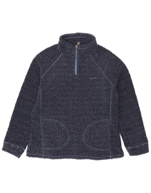 Maglione in pile oversize da donna con collo con zip Weird Fish UK 10 piccolo blu navy