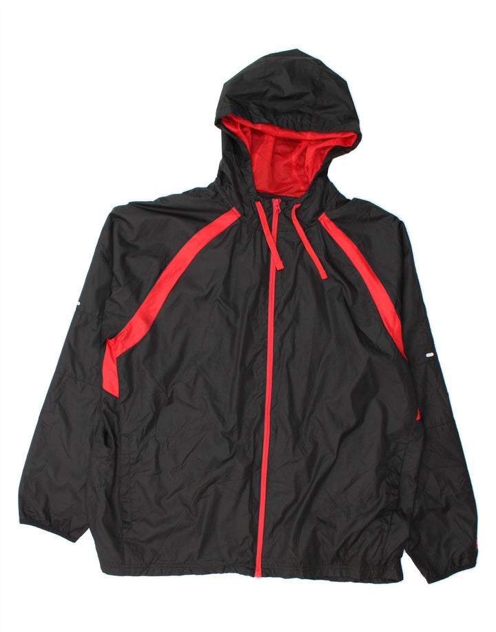 STARTER Mens Hooded Rain Jacket UK 42 XL Black Colourblock Polyester Vintage Starter and Second-Hand Starter from Messina Hembry 