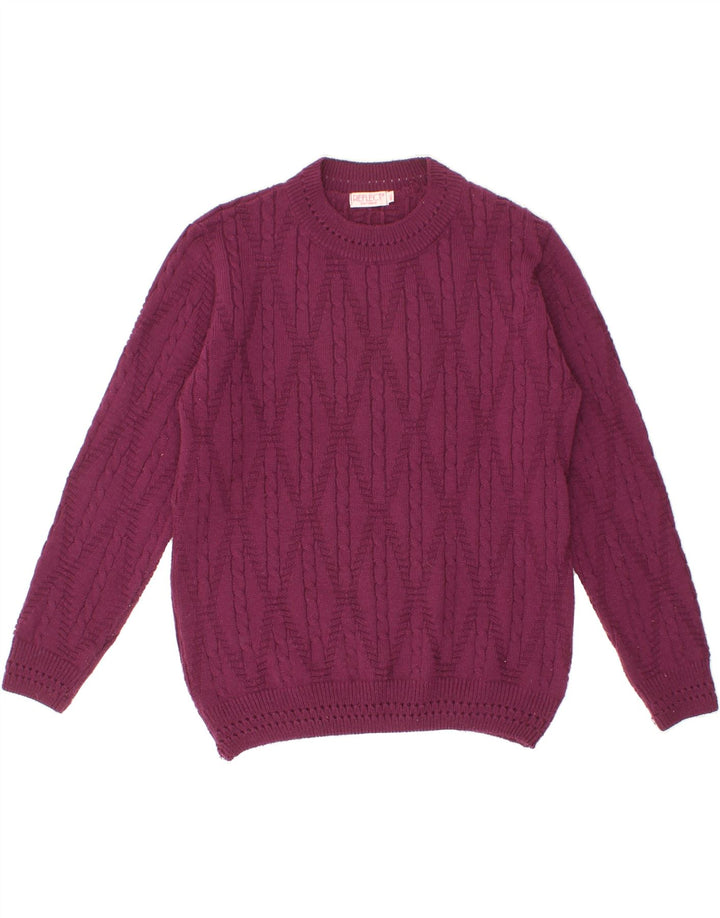 VINTAGE Womens Crew Neck Jumper Sweater UK 14 Medium Maroon Polyester Vintage Vintage and Second-Hand Vintage from Messina Hembry 