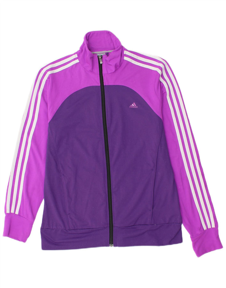 Adidas Womens Tracksuit Top Jacket UK 12/14 Medium Purple Colourblock
