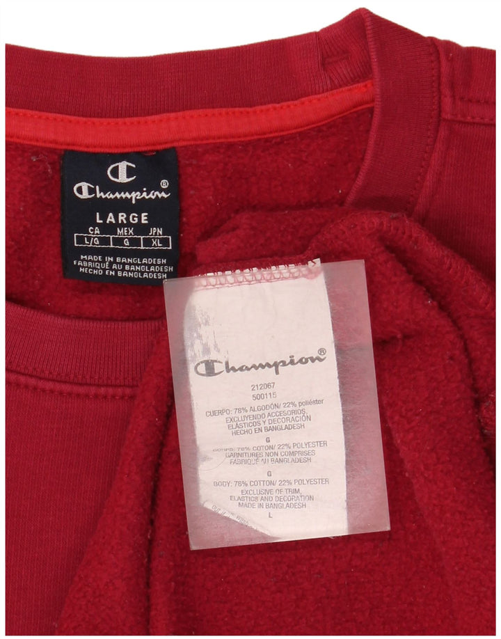 Champion Mens Graphic Sweatshirt Jumper Large Red Cotton