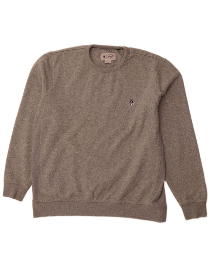 PENGUIN Mens Sweatshirt Jumper Large Grey Cotton