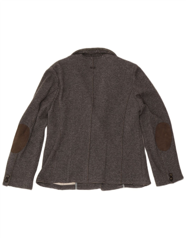 Marella Dame Dobbeltradet Blazer Jakke UK 18 XL Grå Uld