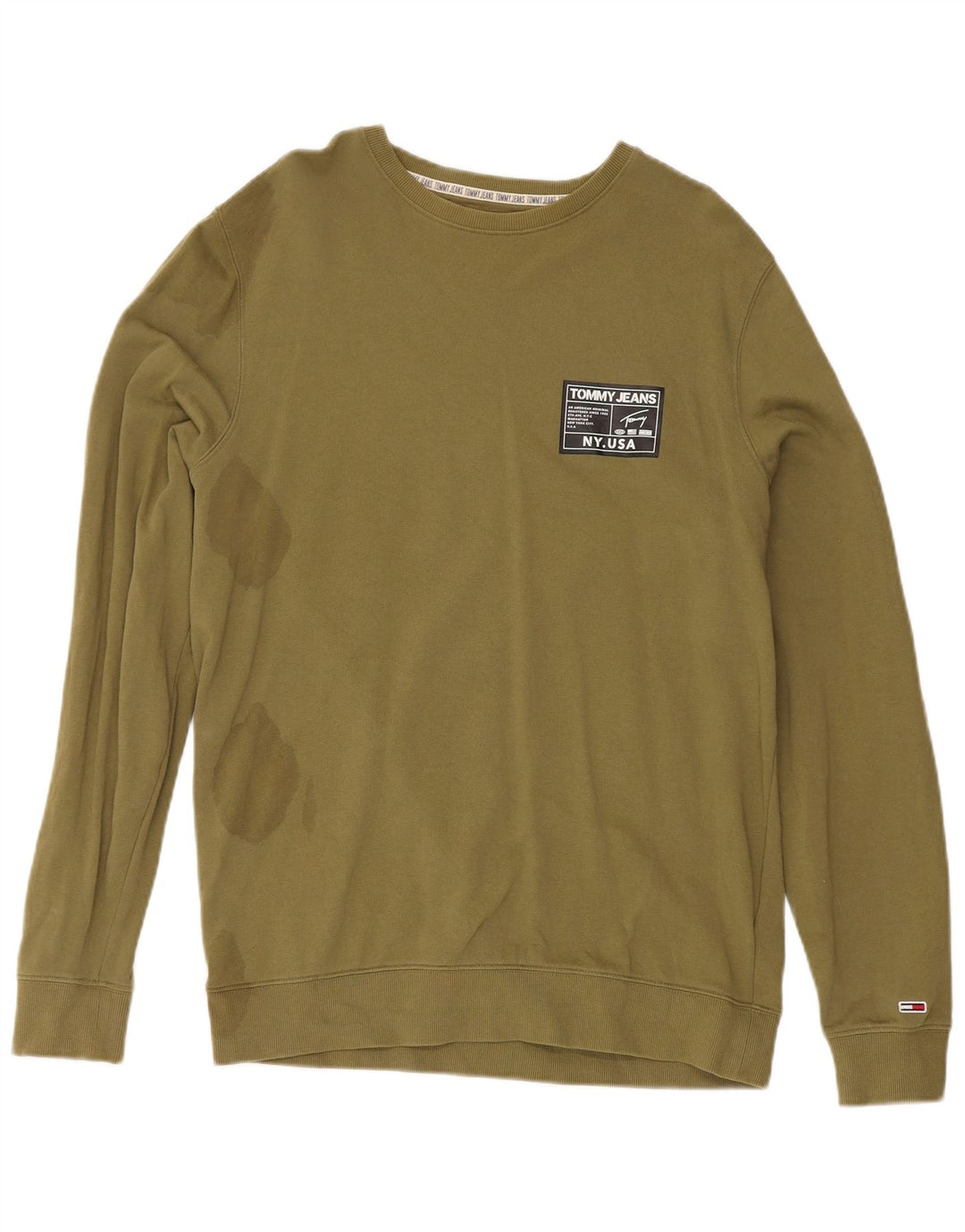 Tommy Hilfiger Mens Sweatshirt Jumper Large Khaki Cotton