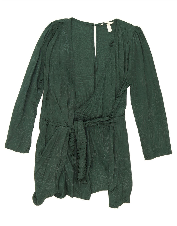 H&M Womens Abstract Pattern Long Sleeve Wrap Dress UK 16 Large  Green Vintage H&M and Second-Hand H&M from Messina Hembry 