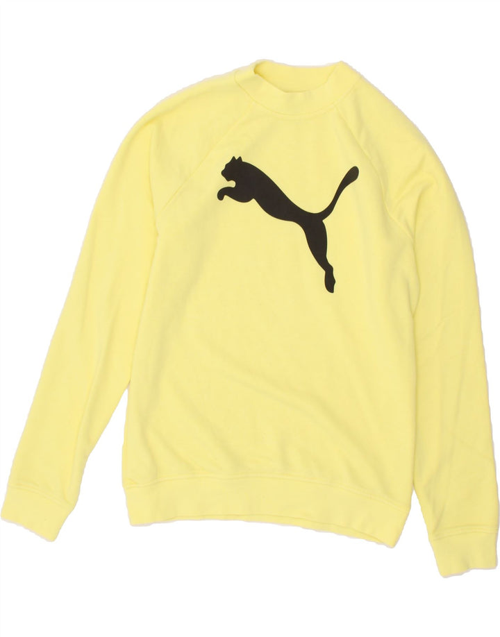 PUMA Womens Graphic Sweatshirt Jumper UK 10 Small Yellow Vintage Puma and Second-Hand Puma from Messina Hembry 