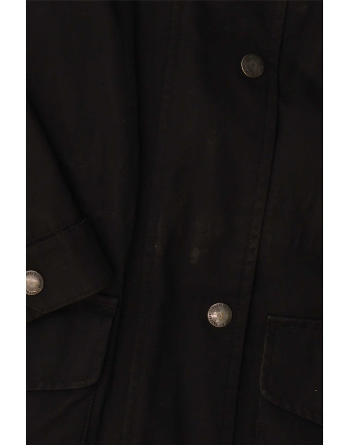 Fat Face Womens Hooded Parka Jacket UK 12 Medium Black Cotton