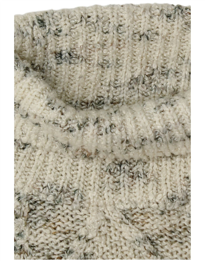 VINTAGE Womens Roll Neck Jumper Sweater UK 14 Medium White Flecked