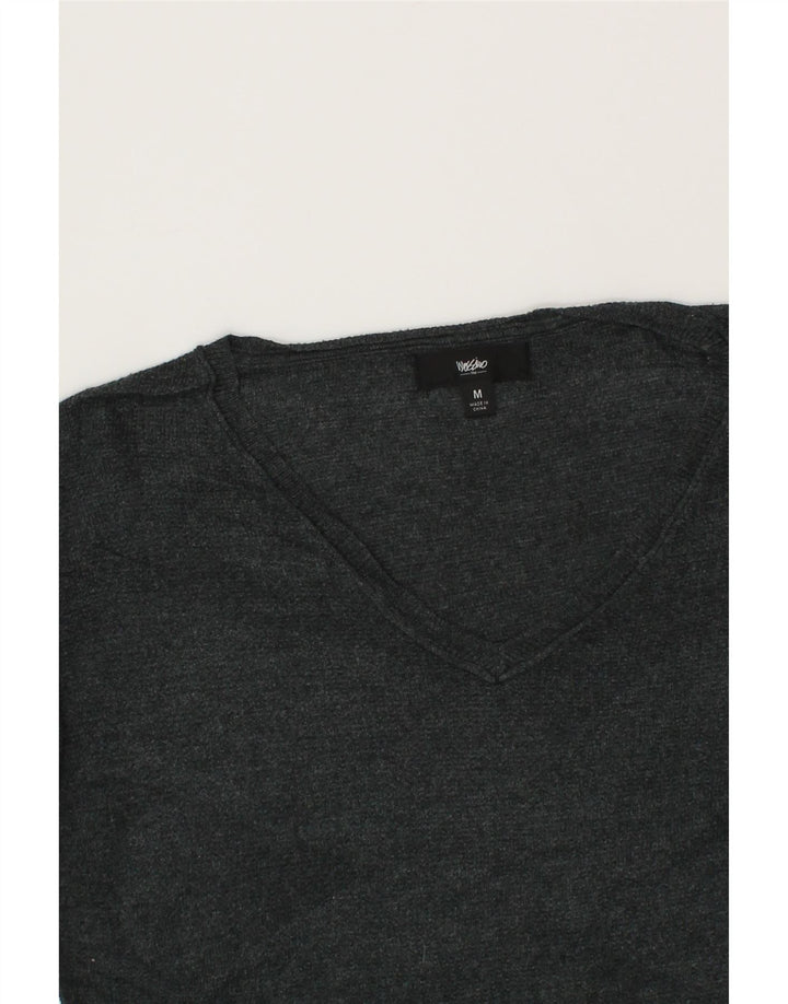 MOSSIMO Womens Oversized V-Neck Jumper Sweater UK 14 Medium Grey Nylon Vintage Mossimo and Second-Hand Mossimo from Messina Hembry 