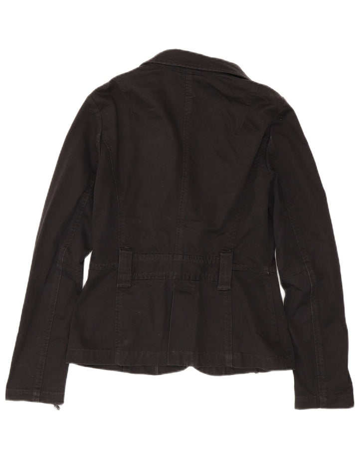 Armani Exchange Dame 1 Knap Blazer Jakke UK 12 Medium Sort Bomuld