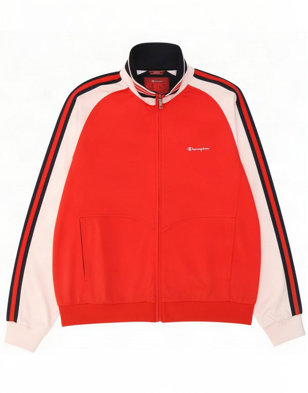 Champion Ανδρική αθλητική φόρμα Top Jacket Large Red Colorblock Polyester