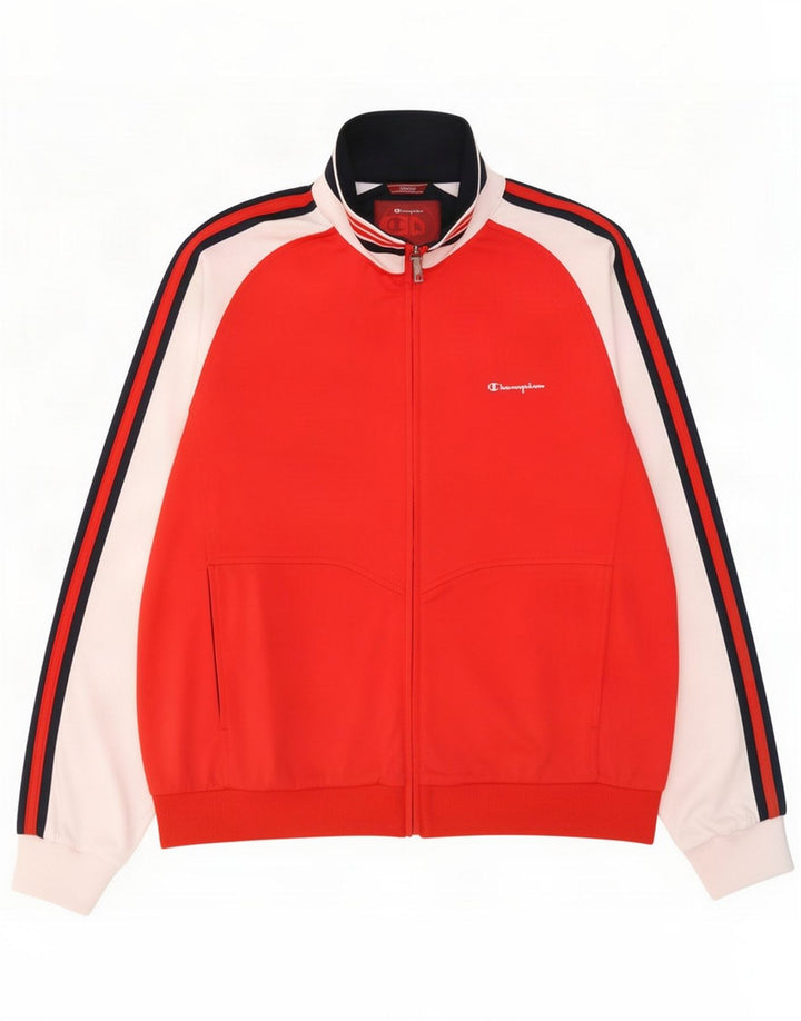Champion Ανδρική αθλητική φόρμα Top Jacket Large Red Colorblock Polyester