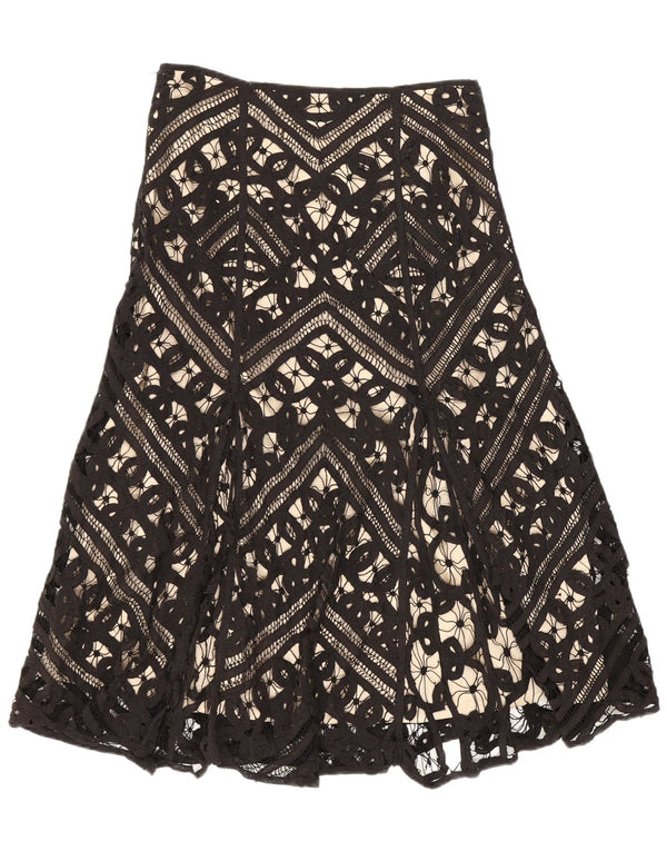 Coast Womens A-Line Skirt UK 10 Small W26 Black Geometric Cotton