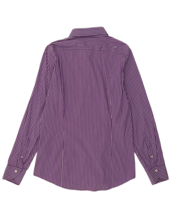 Benetton Chemise Homme XL Violet Pinstripe Coton