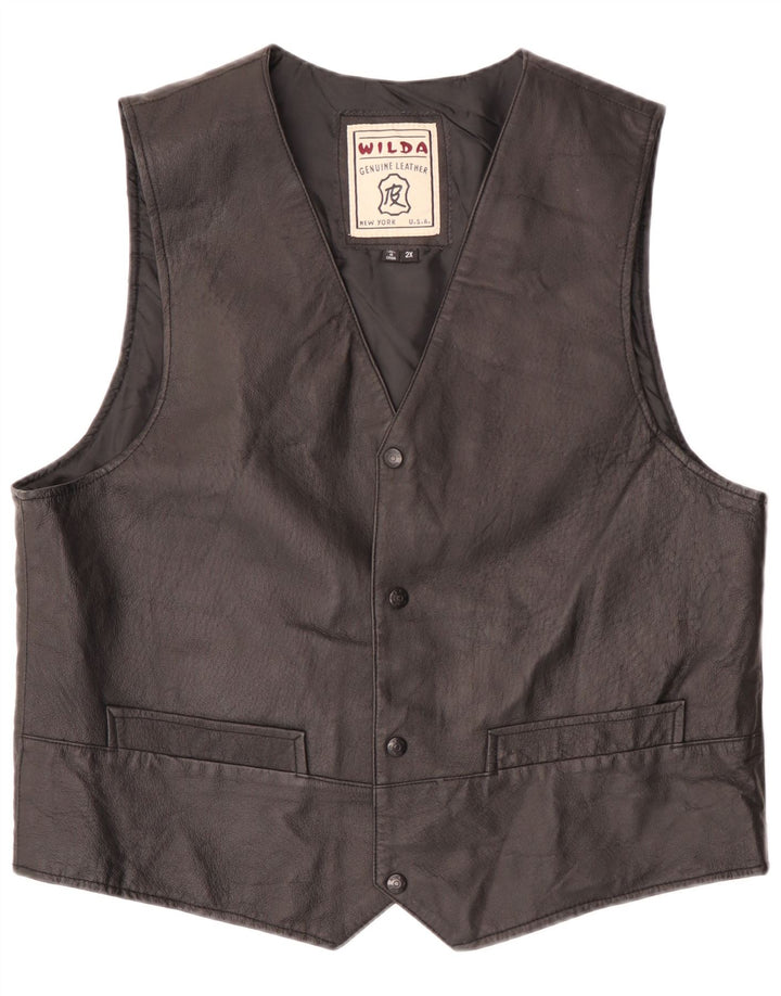 Wilda Herren Lederweste 2XL Schwarzes Leder