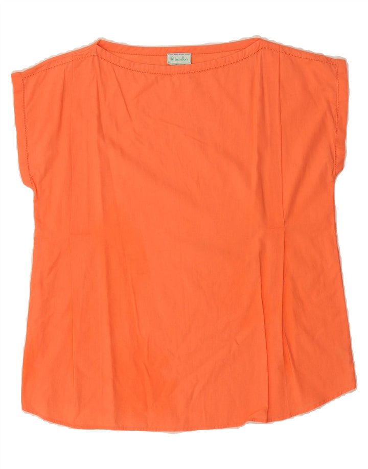 BENETTON Womens Sleeveless Blouse Top IT 44 Medium Orange Cotton Vintage Benetton and Second-Hand Benetton from Messina Hembry 