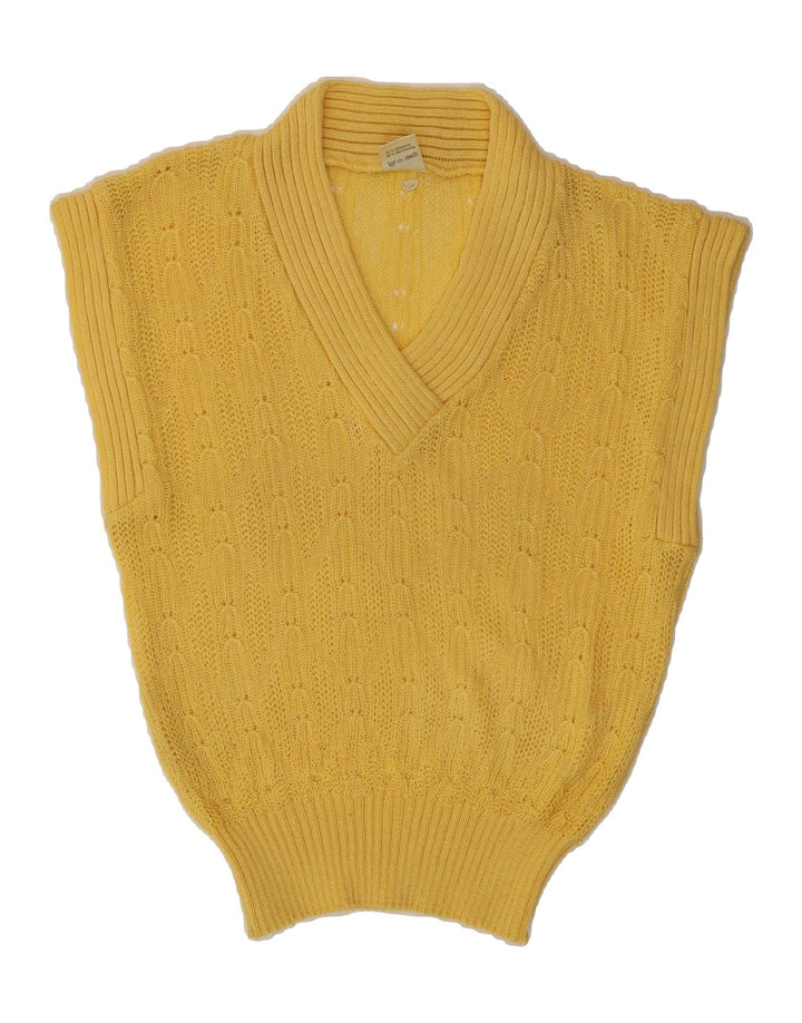 CREATION Womens Vest Tank Top EU 38 Medium Yellow Polyacrylic Vintage Creation and Second-Hand Creation from Messina Hembry 