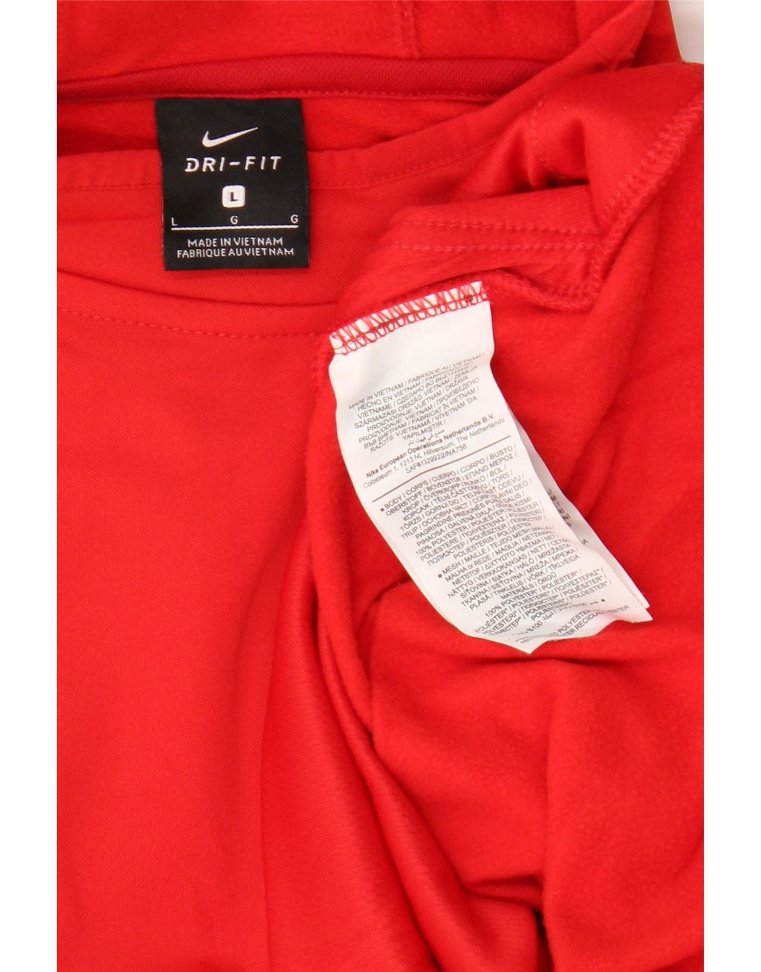 Nike Mens Hooded Top Long Sleeve Large Red Polyester
