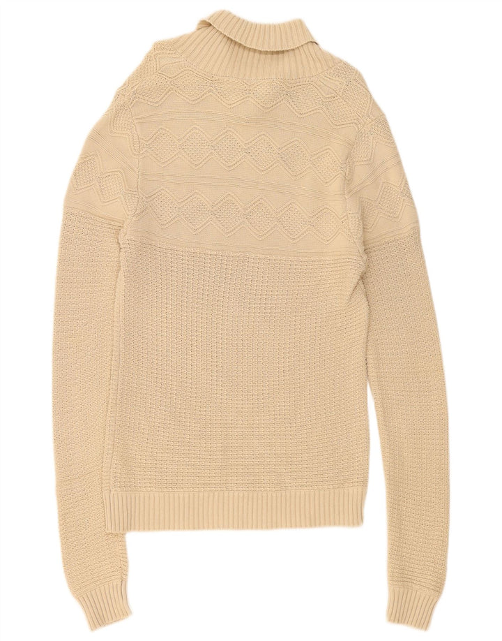 Zara Mens Shawl Neck Jumper Sweater Medium Beige