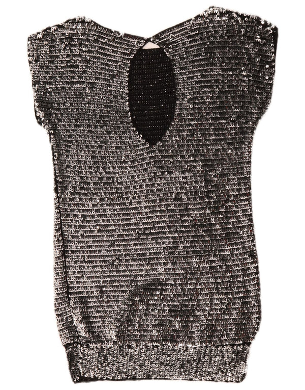 Mangano Dame Paillet Bodycon Kjole UK 14 Medium Sølvuld