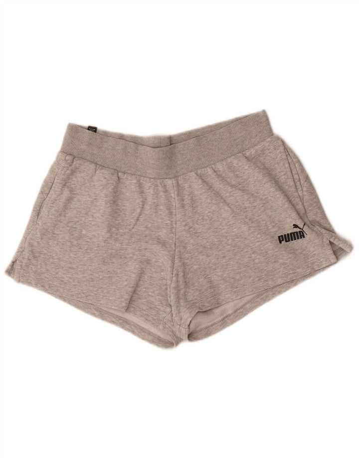 Puma Womens Sport Shorts UK 14 Medium Grey Cotton
