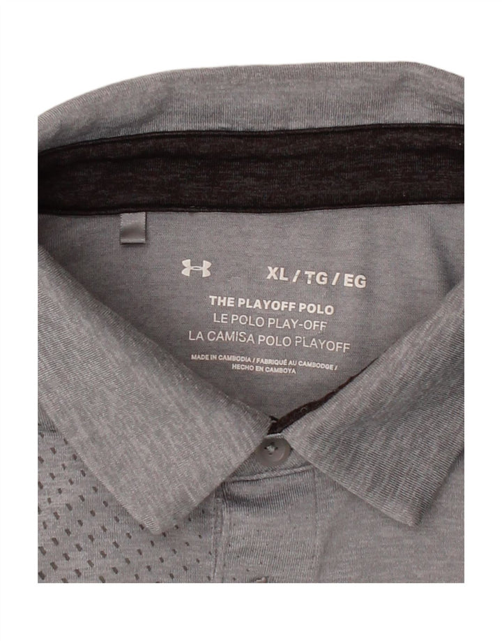 UNDER ARMOUR Mens Polo Shirt XL Grey Spotted Polyester