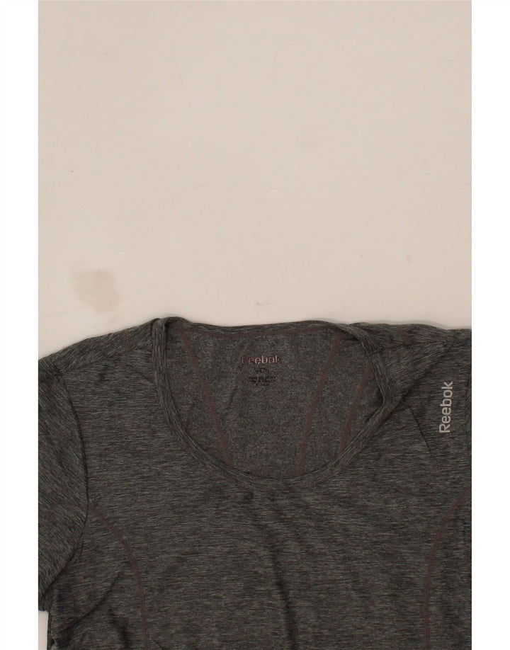 REEBOK Womens T-Shirt Top UK 10 Small Grey Polyester Vintage Reebok and Second-Hand Reebok from Messina Hembry 