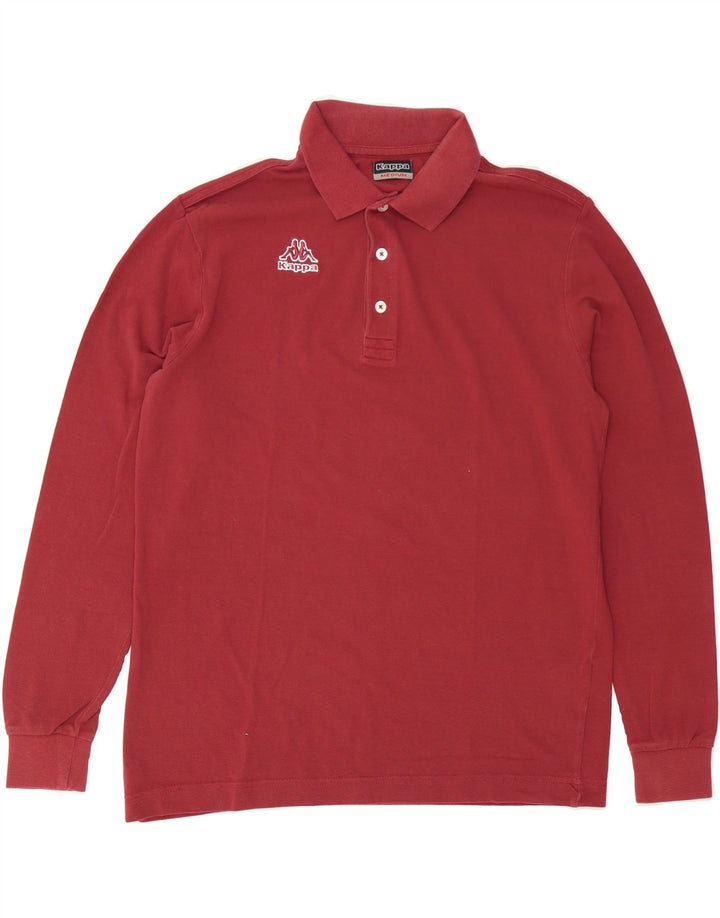 KAPPA Mens Long Sleeve Polo Shirt Medium Red Cotton Vintage Kappa and Second-Hand Kappa from Messina Hembry 