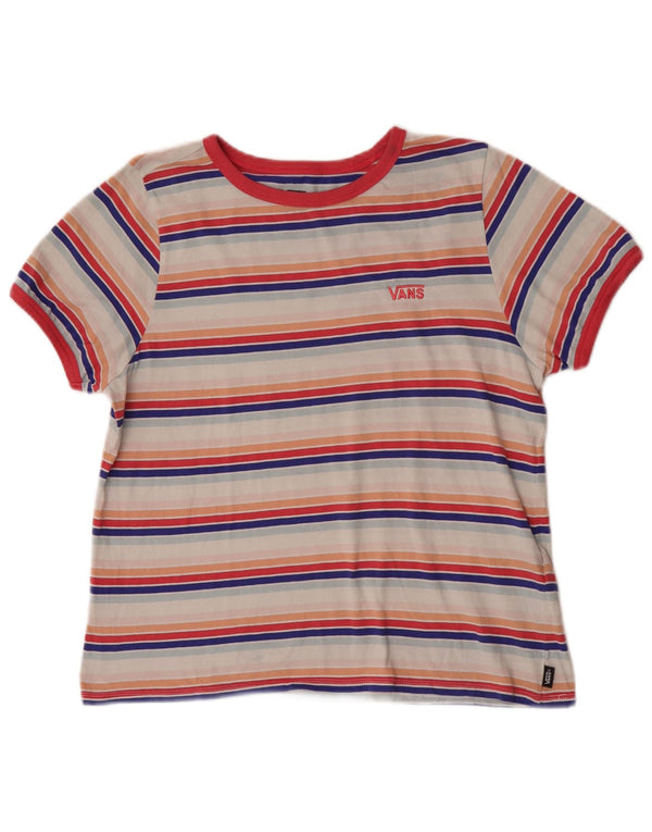 T-shirt da donna Vans UK 14 grande in cotone a righe multicolore