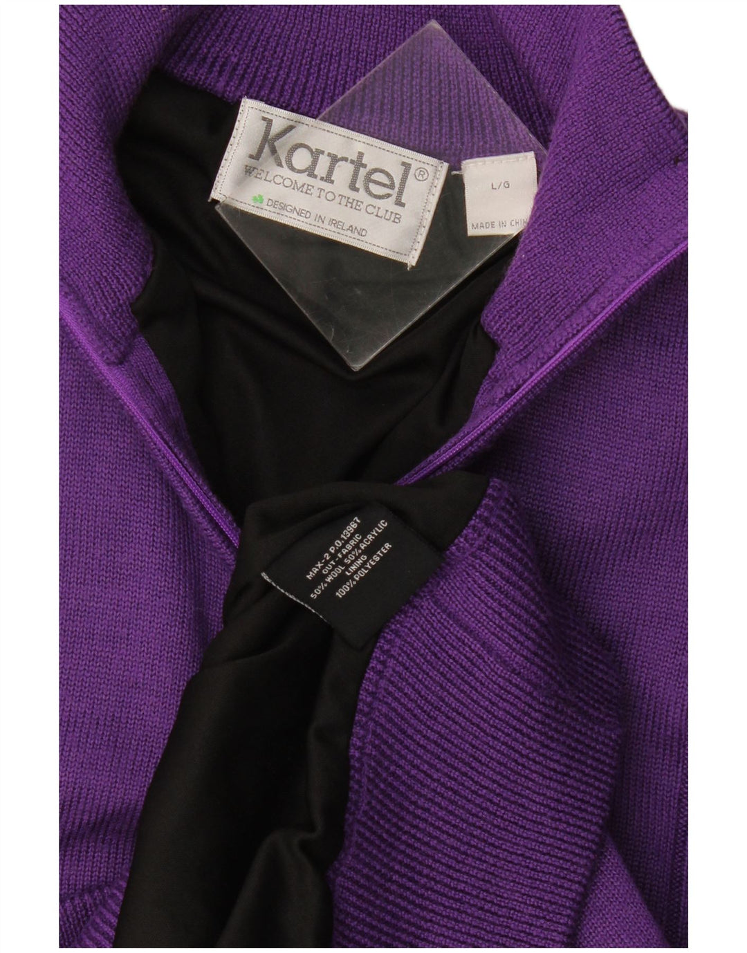 Kartel Mens Zip Neck Jumper Sweater Large Purple Wool