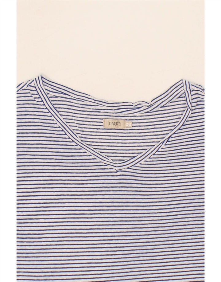 DACK'S Womens Oversized Crop T-Shirt Top UK 10 Small Blue Striped Vintage Dack's and Second-Hand Dack's from Messina Hembry 
