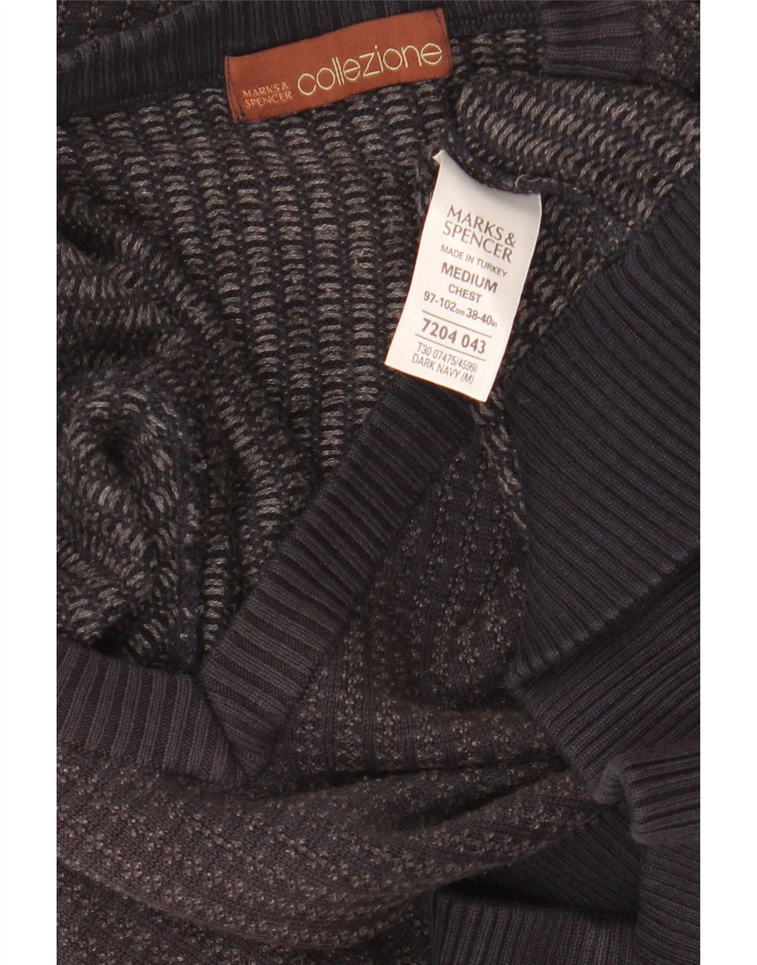 Marks & Spencer Mens V-Neck Jumper Sweater Medium Navy Blue Acrylic