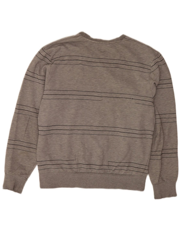 Adidas Mens Sweatshirt Jumper Large Grey Striped Cotton