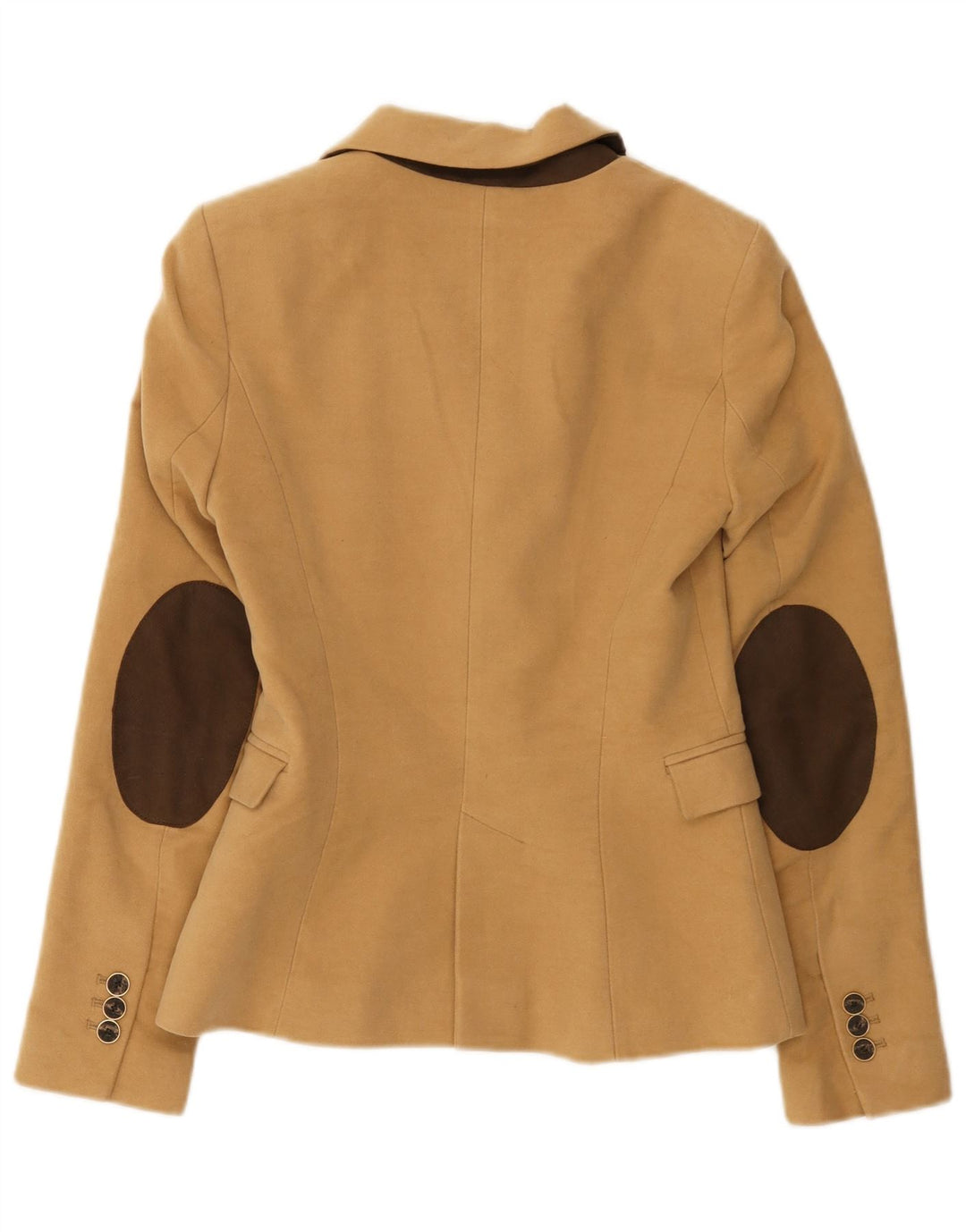 Zara Womens 1 Button Blazer Jacket UK 6 XS Brown Cotton
