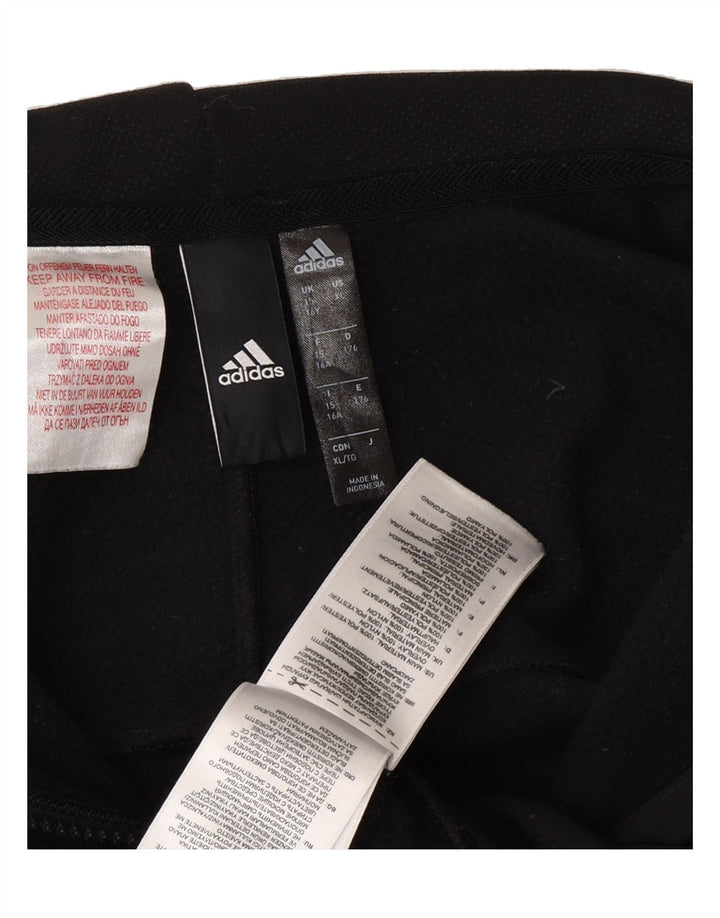 ADIDAS Boys Zip Hoodie Sweater 15-16 Years Black Polyester Vintage Adidas and Second-Hand Adidas from Messina Hembry 