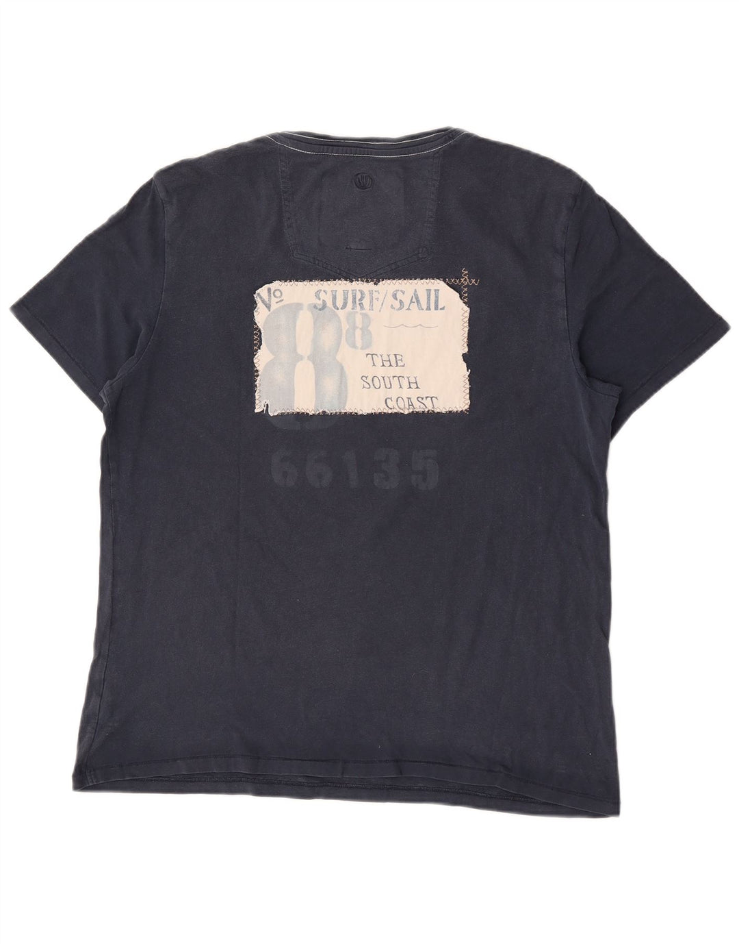 Fat Face Mens Graphic T-Shirt Top Medium Navy Blue Cotton