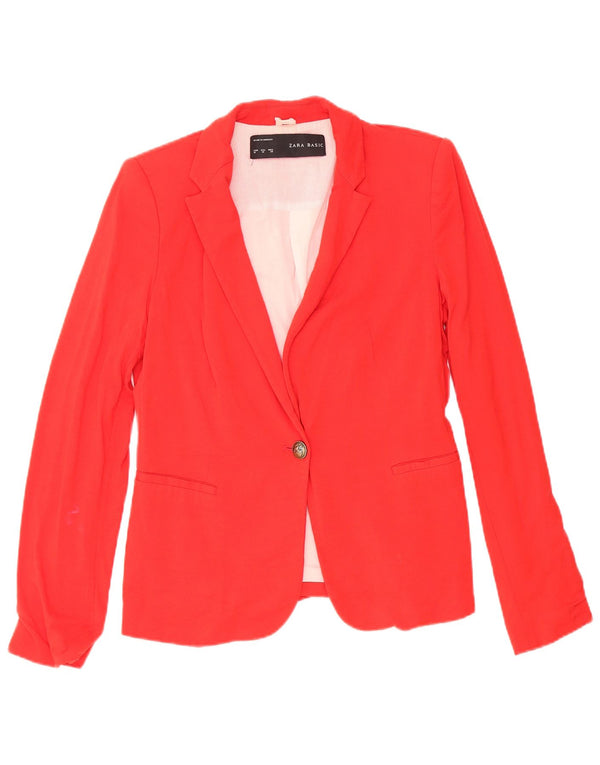 Giacca blazer da donna a 1 bottone Zara UK 12 acetato rosso medio