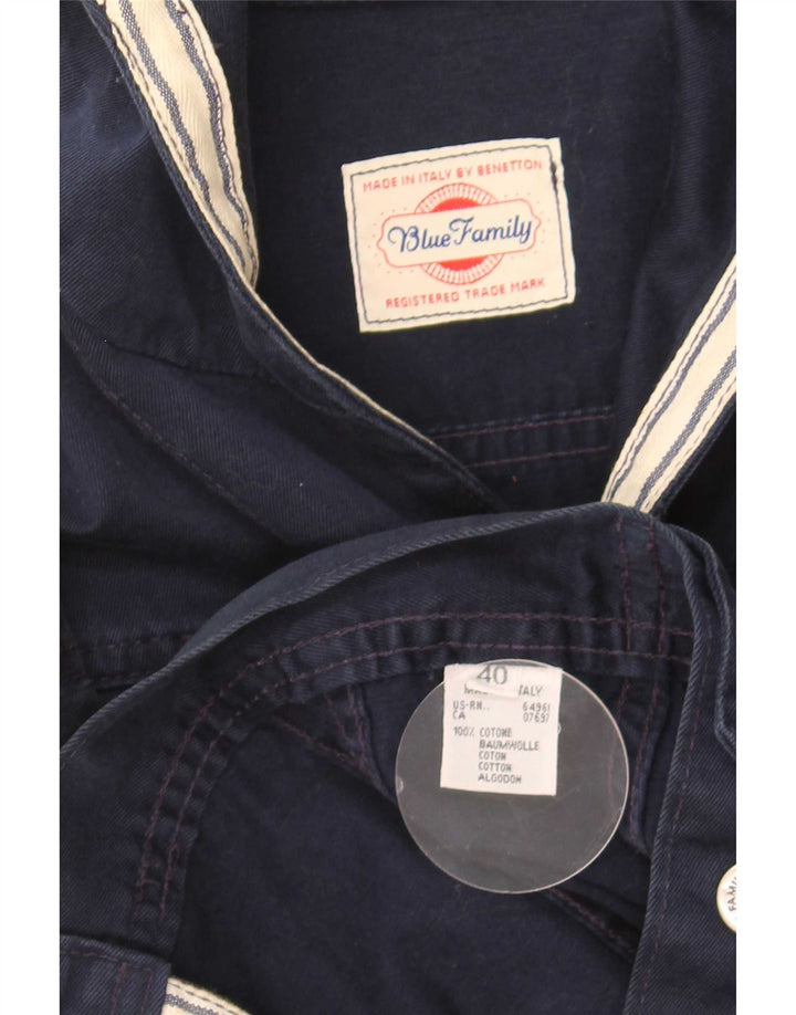 Benetton Womens Oversized Crop Hooded Denim Jacket IT 40 Small Navy Blue