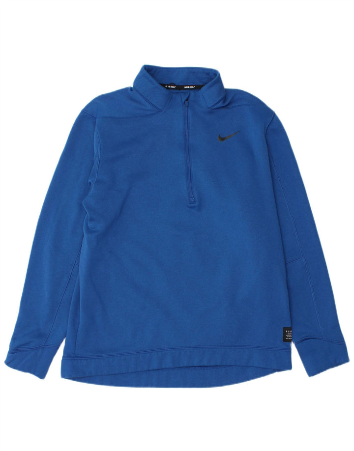 Nike Mens Zip Neck Sweatshirt Jumper Medium Blue Polyester