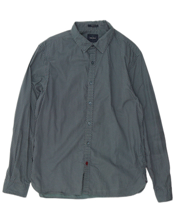 Camicia da uomo White Stuff Large in cotone geometrico verde