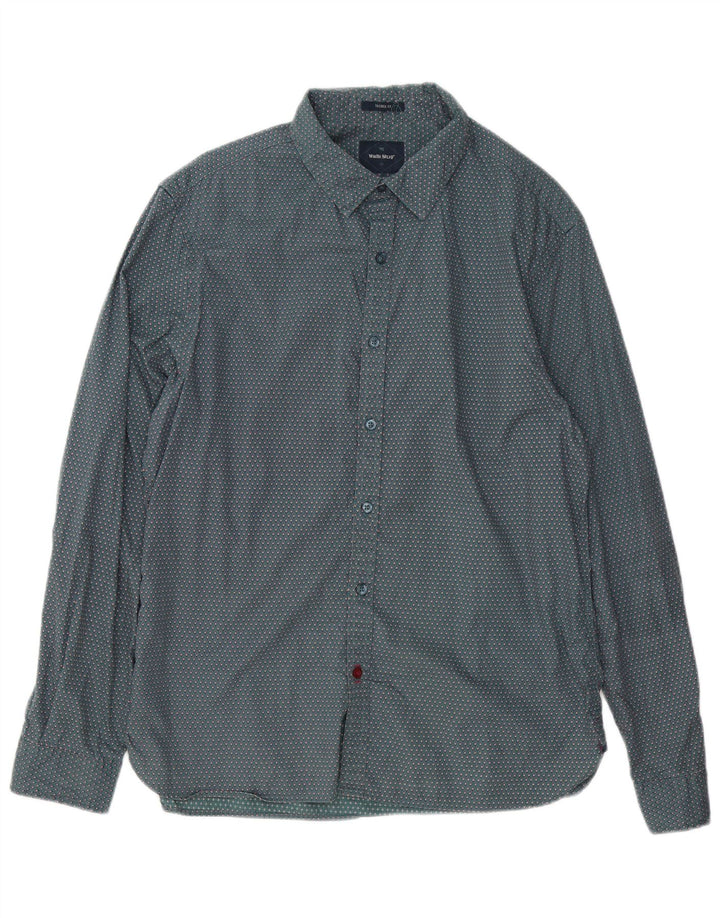 Camicia da uomo White Stuff Large in cotone geometrico verde