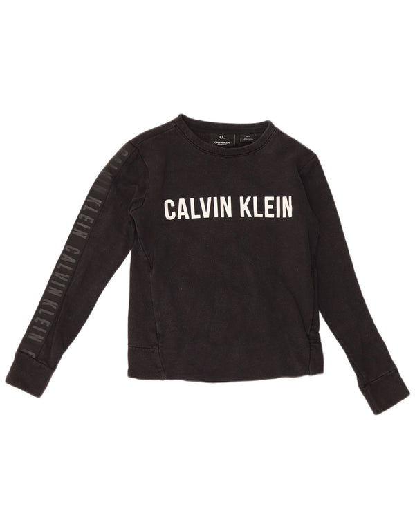 Calvin Klein Womens Graphic Oversized Sweatshirt Pullover UK 6 XS Schwarz