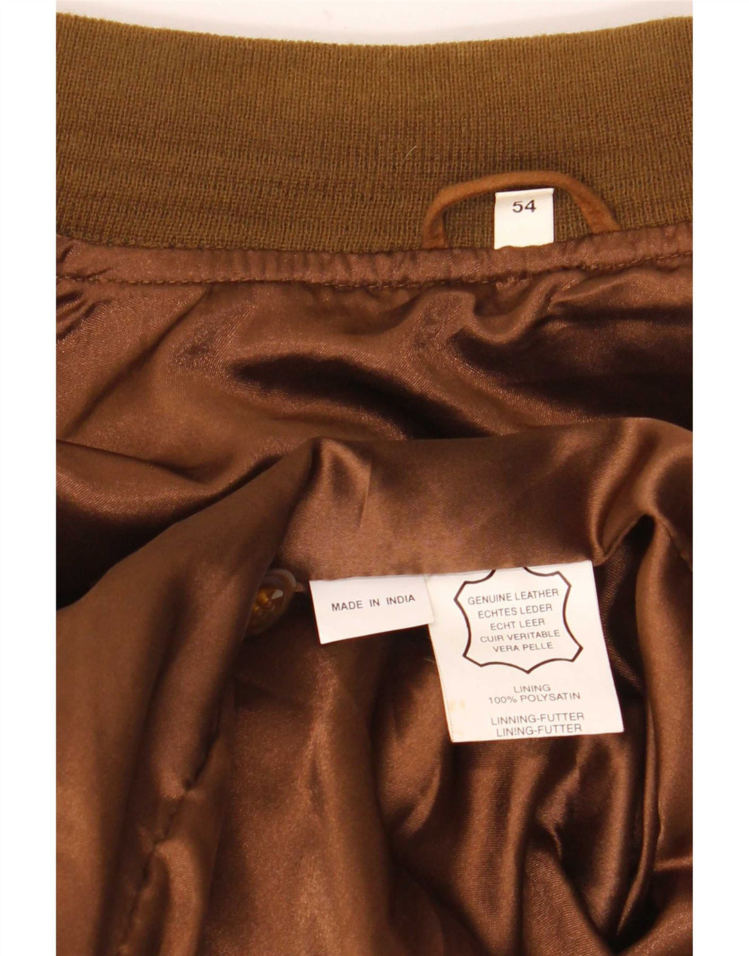 Vintage Mens Suede Bomber Jacket IT 54 2XL Brown Leather