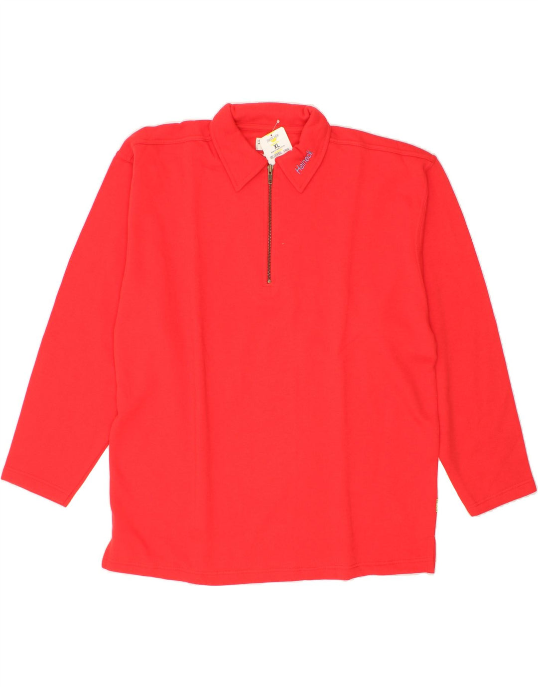VINTAGE Mens Zip Neck Sweatshirt Jumper XL Pink Cotton Vintage Vintage and Second-Hand Vintage from Messina Hembry 