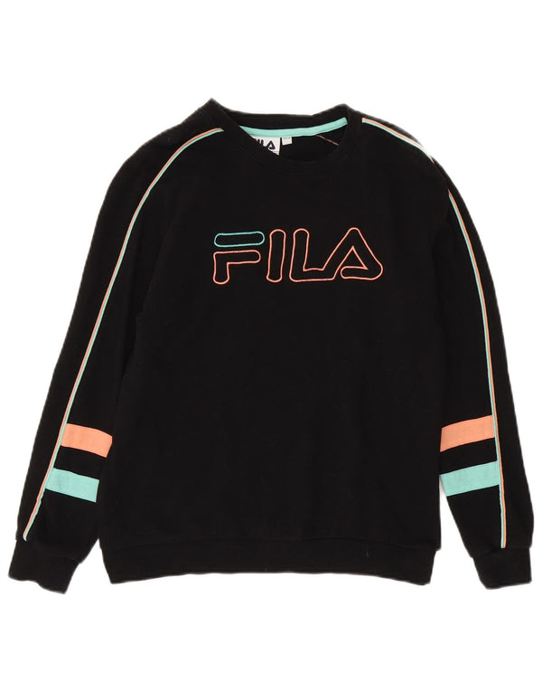 Fila Womens Graphic Sweatshirt Jumper UK 8 Small Black Cotton