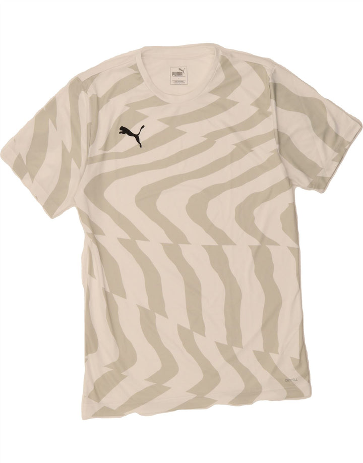 PUMA Mens T-Shirt Top Large White Striped Polyester Vintage Puma and Second-Hand Puma from Messina Hembry 