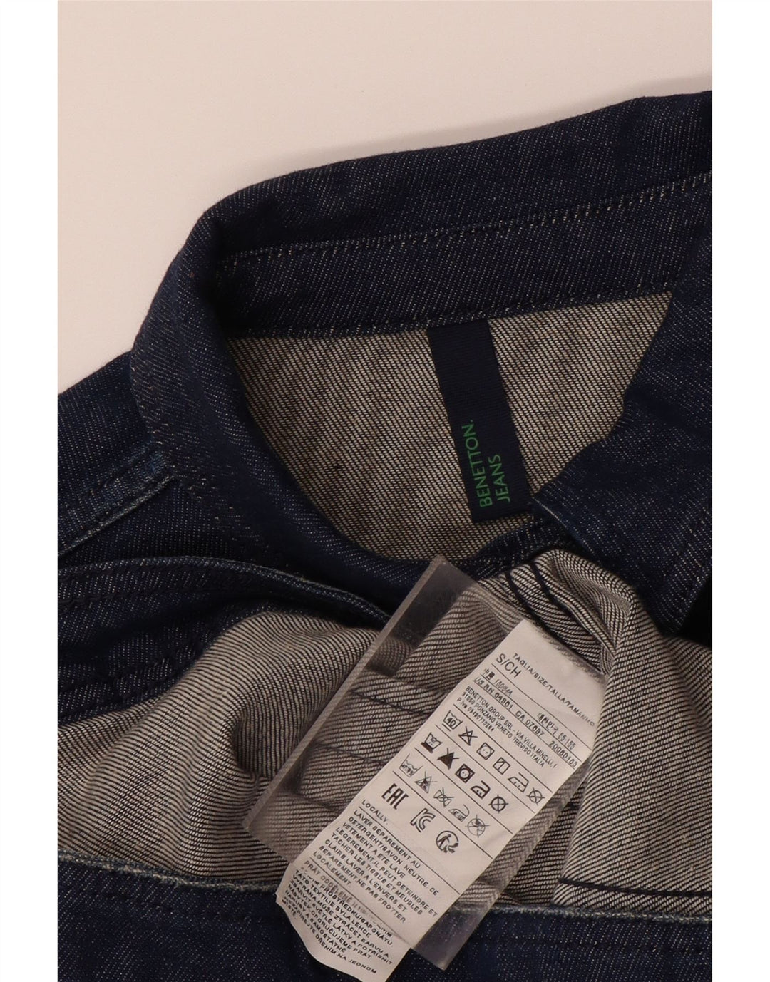 BENETTON Womens Denim Jacket UK 10 Small Navy Blue Cotton